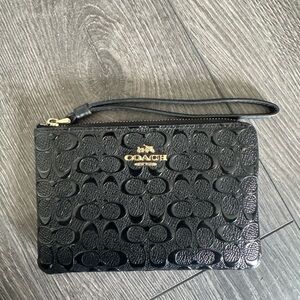 Coach Embossed Black Wristlet